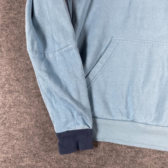 Adidas Hoodie Womens Small Blue Striped Pullover Sweatshirt Embroidered Comfort - Picture 7 of 13